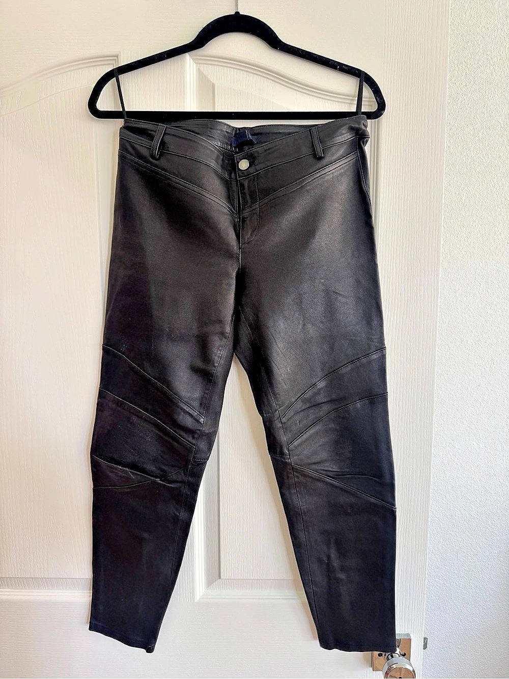Gap Women's Black 100% Leather Moto Pants Size 6